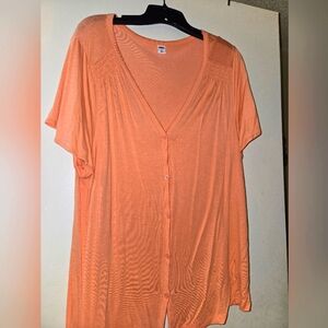 Old Navy, coral button up top